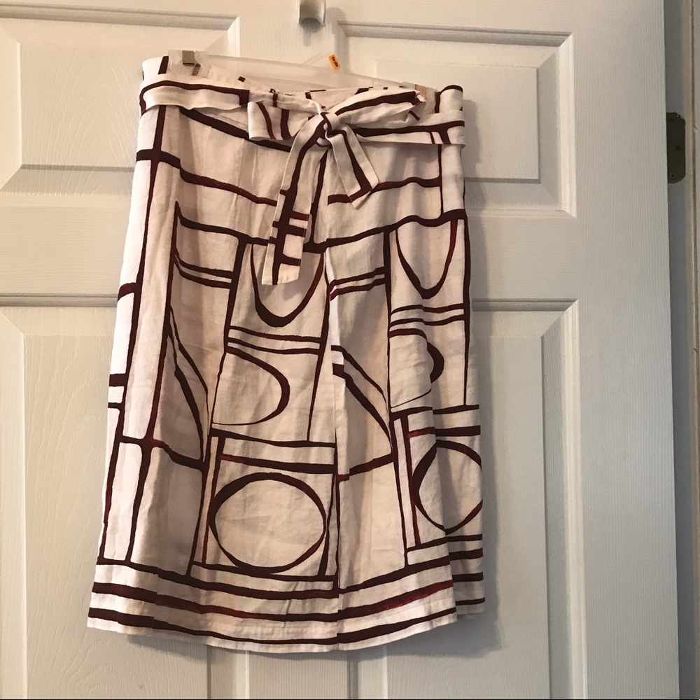 NWT LOFT Geometric Print Skirt with Tie Belt